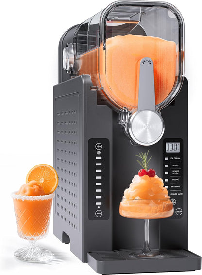 INITIO AD03 Slush Machine 2 L – 6 Programmes, 12h Vorprogrammierung, Self-Cleaning, Grey