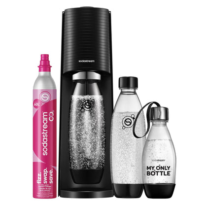 SodaStream TERRA Sparkling Water Maker – Quick Connect CO2, 3x KST Plastic Bottle 1L, Black