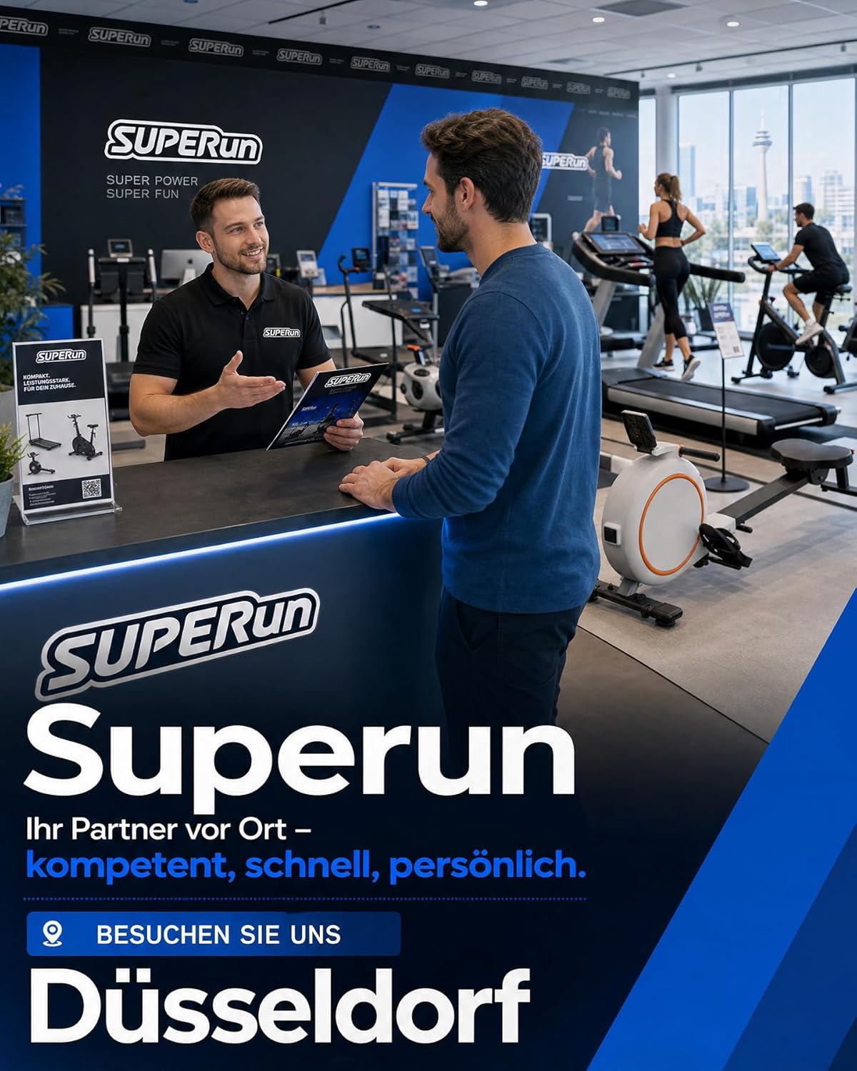 Superun WP06 Treadmill 6% Tilt – 16,8 km/h, 136kg, 2,5 PS, KI-Training, App, 40x90cm, Black