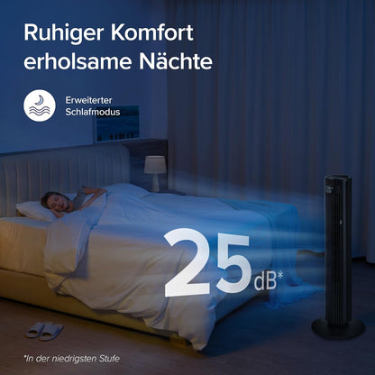 Levoit LTF-F422S-KEU Classic Pro Smart Tower Fan – 12 Speeds, 25dB, 2844m³/h, Alexa, App, Black