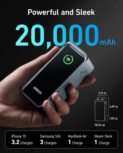Anker Prime 72Wh Powerbank 20.000 mAh, 200W, USB-C & USB-A, Fast Charging, Black
