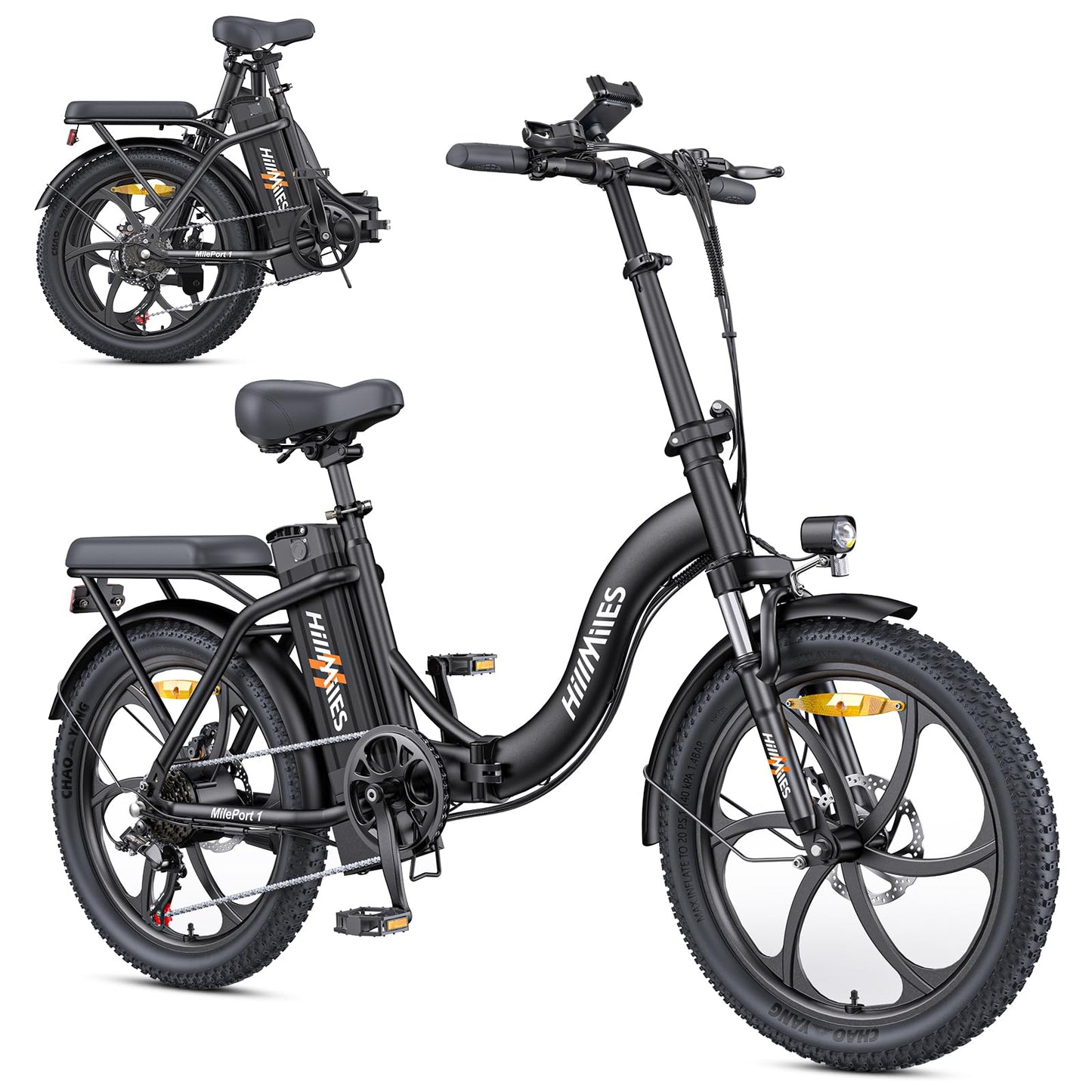 HillMiles MilePort 1 E-Bike Foldable 250W – 36V/13Ah, 100km, 7-Gang, Dual-Federung, 20", Green