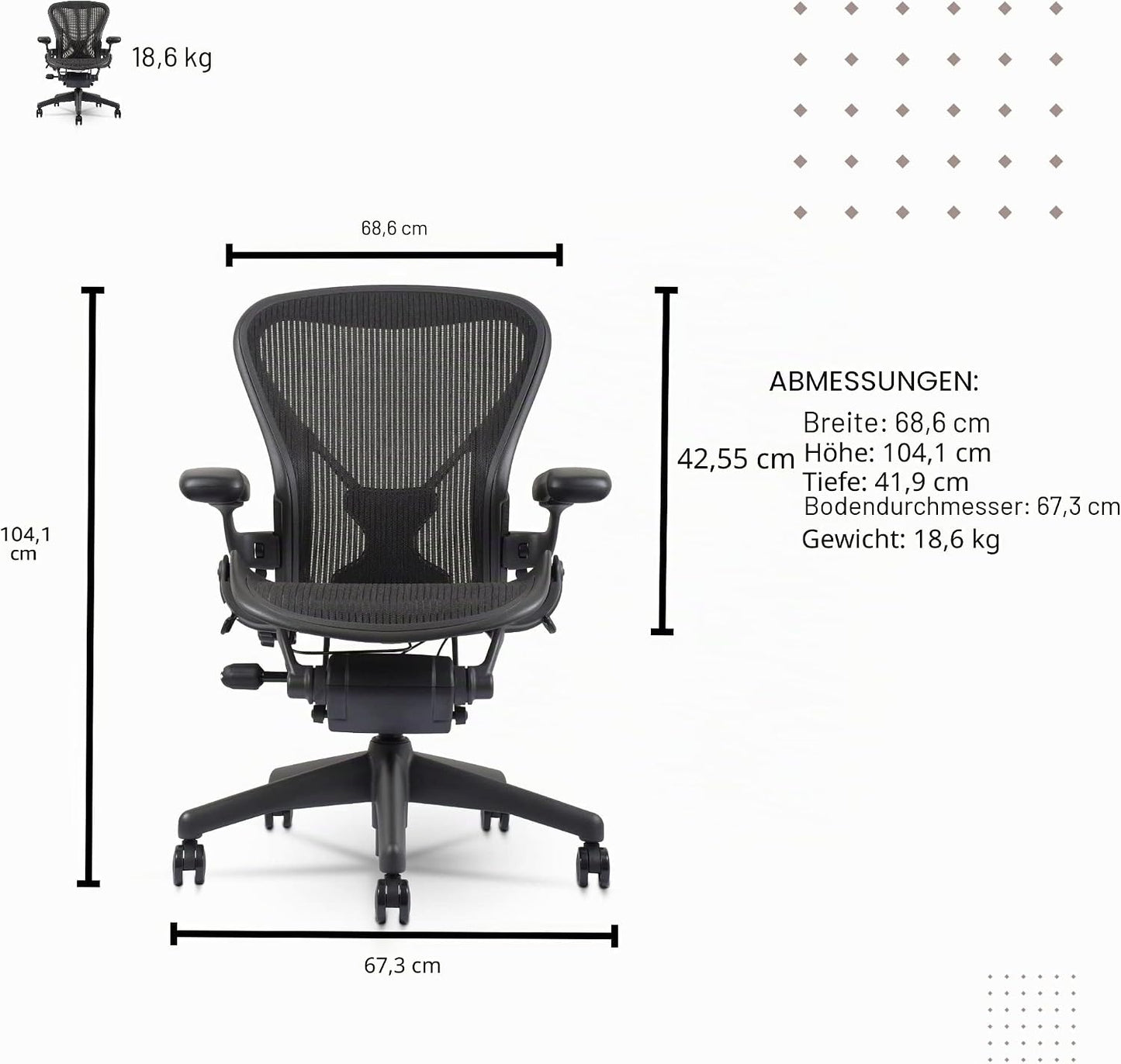 Herman Miller Aeron Classic Office Chair Size B, Refurbished, Ergonomic, Black