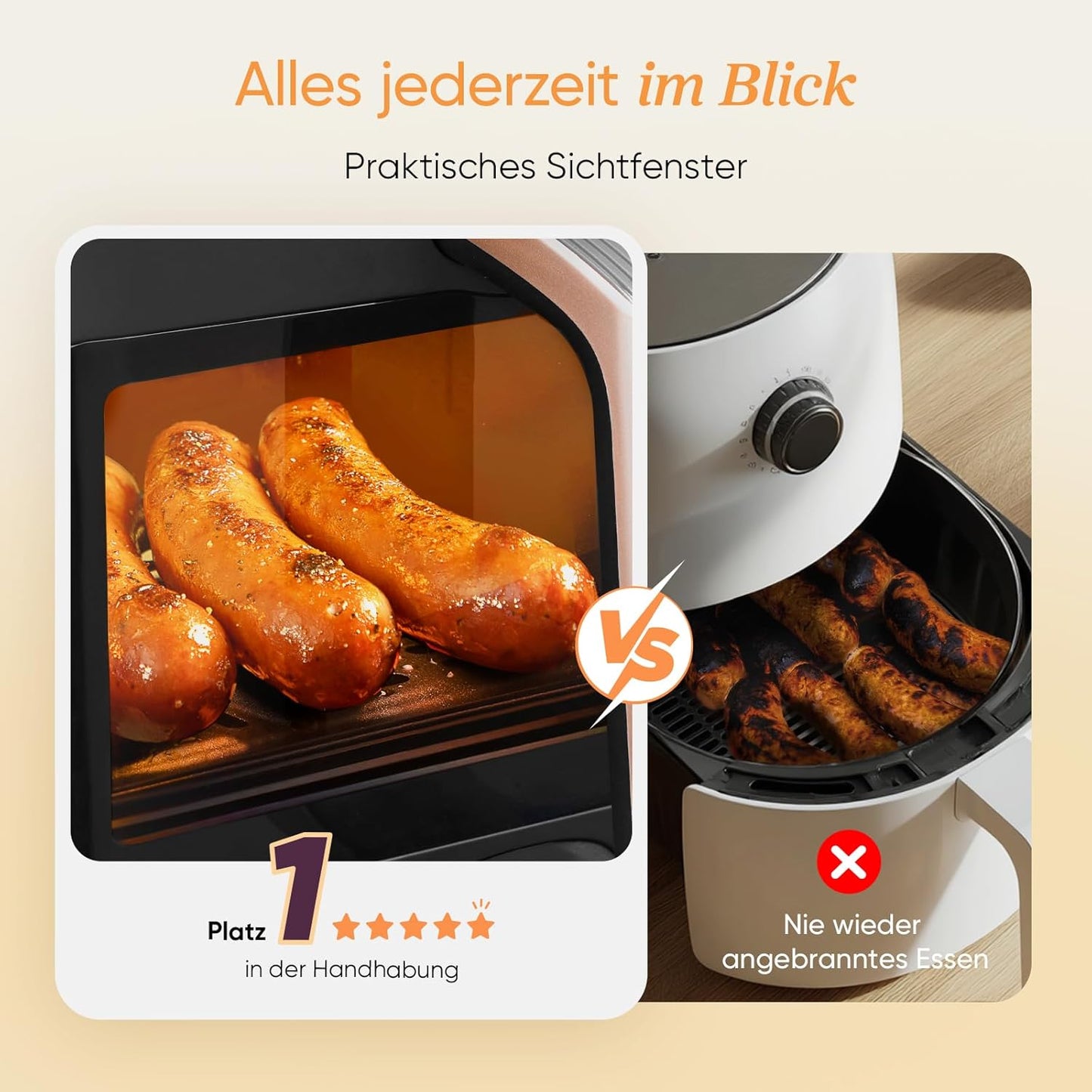 Cosori CAF-R903 Dual Zone Air Fryer 8,5L – Viewing Window, Sync & Match, 1750W, Gold
