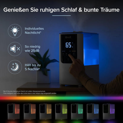 Levoit OasisMist LUH-O451S Humidifier 4,5L – Warm & Kalt, VortexMist, 550ml/h, 26dB, WiFi, Moon White