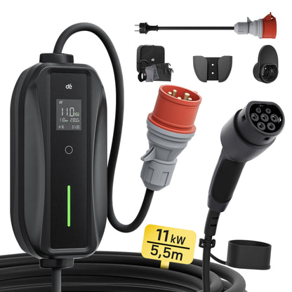 dé deDM2CEE Mobile Wallbox 11kW – Typ 2, 7m Kabel, CEE 16A, 3-phasig, 2-in-1, CE, IP-Schutz