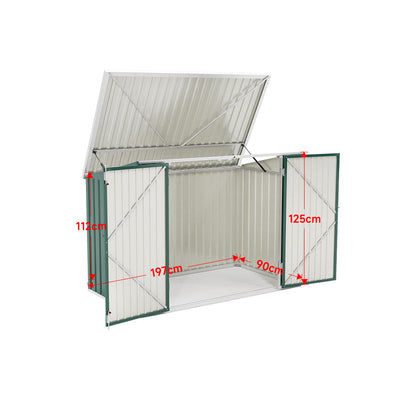 7x3ft Charcoal Black/Green/Grey Lockable Steel Garden Storage Shed