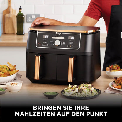 Ninja AF400EUCP Foodi MAX Dual Zone Air Fryer 9,5L – 6 Functions, 2470W, Copper/Black
