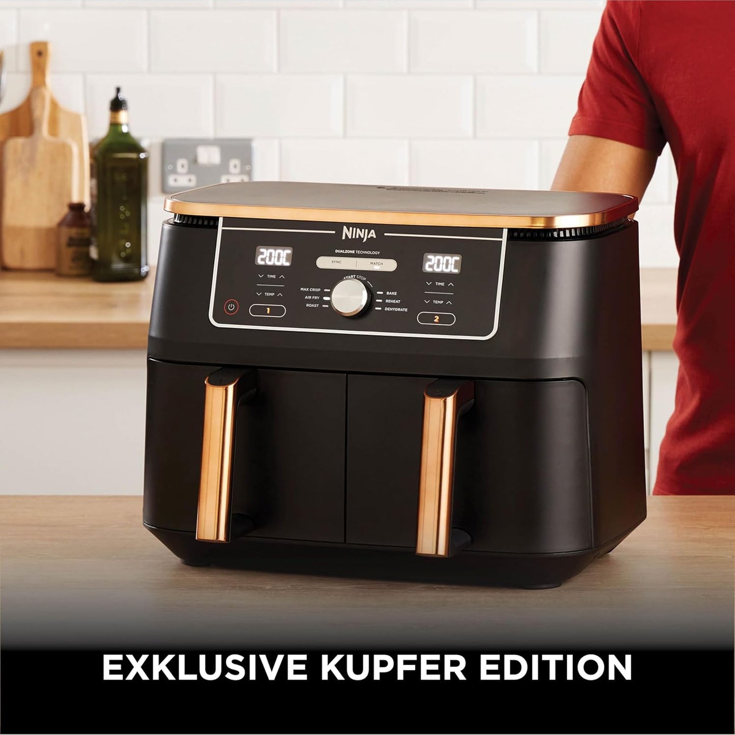 Ninja AF400EUCP Foodi MAX Dual Zone Air Fryer 9,5L – 6 Functions, 2470W, Copper/Black