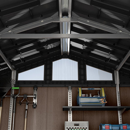 8x8ft Heavy Duty Outdoor Garden Storage Shed with Windows & Reinforced Roof