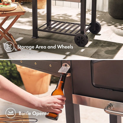 VonHaus BBQ, Charcoal Barbecue, Portable BBQ Use Anywhere In Your Garden, For Grilling Meat, Fish & Vegetables, With Side Tables & Temperature Gauge For The Perfect Barbecue Every Time