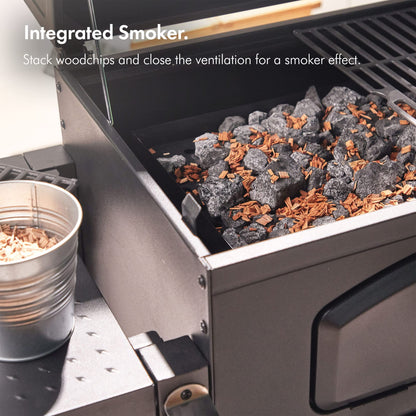 VonHaus BBQ, Charcoal Barbecue, Portable BBQ Use Anywhere In Your Garden, For Grilling Meat, Fish & Vegetables, With Side Tables & Temperature Gauge For The Perfect Barbecue Every Time