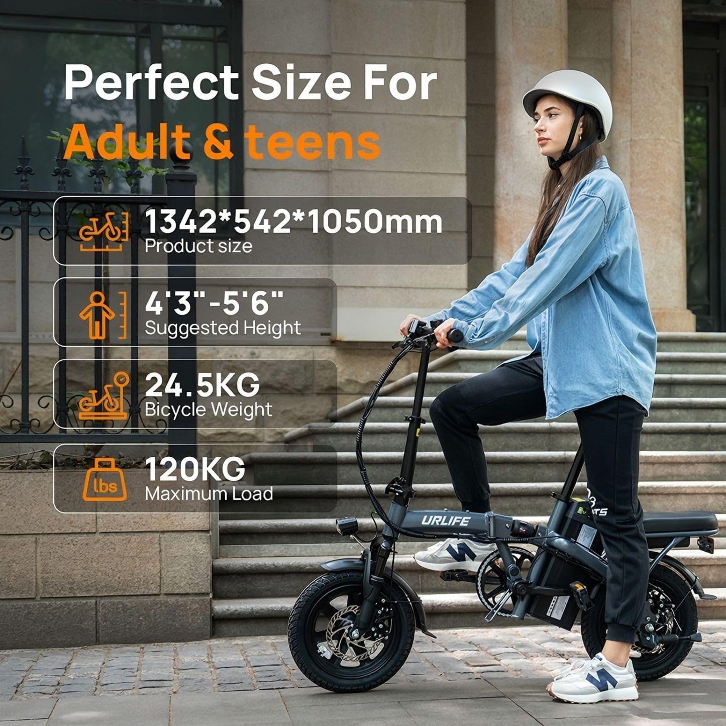 URLIFE F1L Klapp-E-Bike 250W – 48V/7,5Ah, 60km, Pedelec, IP54, Dual-Federung, 14", Black