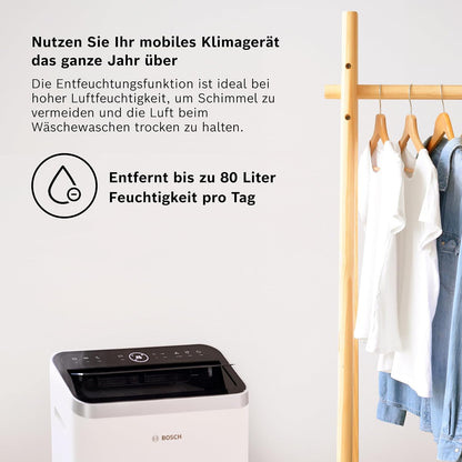 Bosch Cool 5100 Portable Air Conditioner 3,4kW – Inverter, Energy Class A+, 3-in-1, Auto/Silent/Sleep, 43dB, White