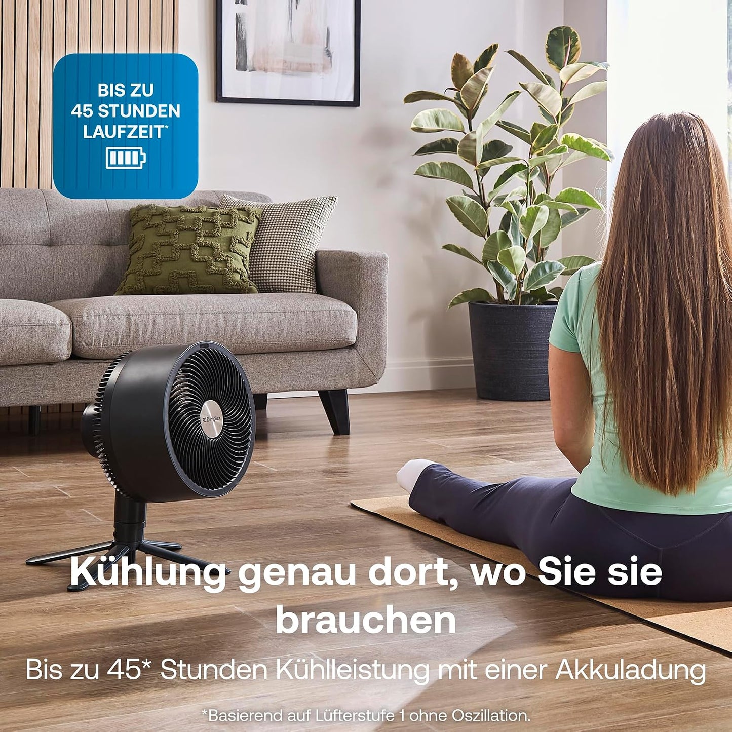 Dimplex DUOCOOL Smart Wireless 2-in-1 Battery-Ventilator – 45h, 36dB, IP54, 20m, Alexa, App, Black