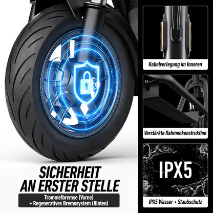 NIU KQi100P E-Scooter with ABE, Up to 29 km Range, 300 W Motor, 10 Zoll Pneumatic Tyres, hydraulische Front Suspension, App Control, Anthracite/Black