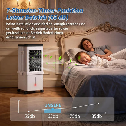 VINGVO x7c29edoga-12 Mobiler Air Cooler 3-in-1 – 6-10L Tank, Eispack, 65W, 30dB, Schwenkfunktion, Timer, Remote Control