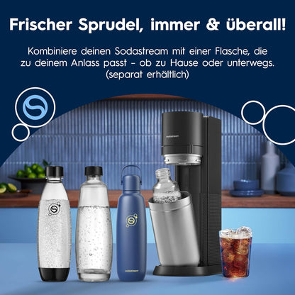 SodaStream DUO Sparkling Water Maker – Quick Connect CO2, 2x Glass Bottle & 2x Plastic Bottle 1L, Titanium/Black