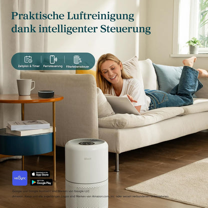 Levoit Core 300S Smart Air Purifier – HEPA 99,97%, Lasersensor, 20m² in 12min, 22dB, VeSync App, White