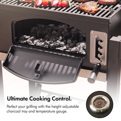 VonHaus BBQ, Charcoal Barbecue, Portable BBQ Use Anywhere In Your Garden, For Grilling Meat, Fish & Vegetables, With Side Tables & Temperature Gauge For The Perfect Barbecue Every Time