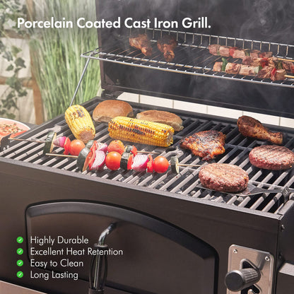 VonHaus BBQ, Charcoal Barbecue, Portable BBQ Use Anywhere In Your Garden, For Grilling Meat, Fish & Vegetables, With Side Tables & Temperature Gauge For The Perfect Barbecue Every Time