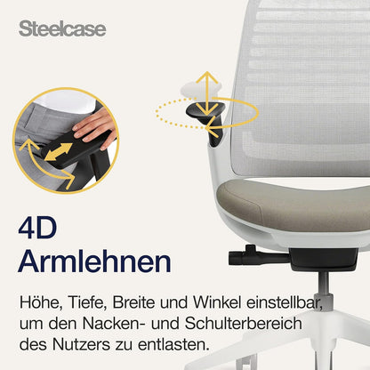 Steelcase Series 1 Office Chair, Mesh-Backrest, Ergonomic, Lumbar Support, Truffle