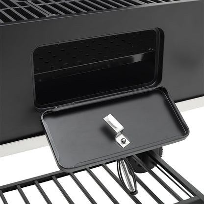 33x43 inch Barrel Charcoal Outdoor BBQ Grill with Side Shelves
