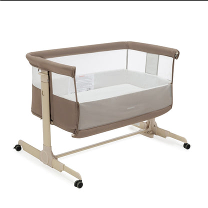 Babymore Neera Bedside Crib Mocha - Close To Baby With 2 In 1 Design For Easy Nighttime Feeds