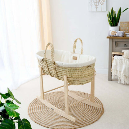 Clair De Lune Organic Palm Moses Basket - Handwoven Palm Leaf With Organic Cotton Lining For Breathable Sleep