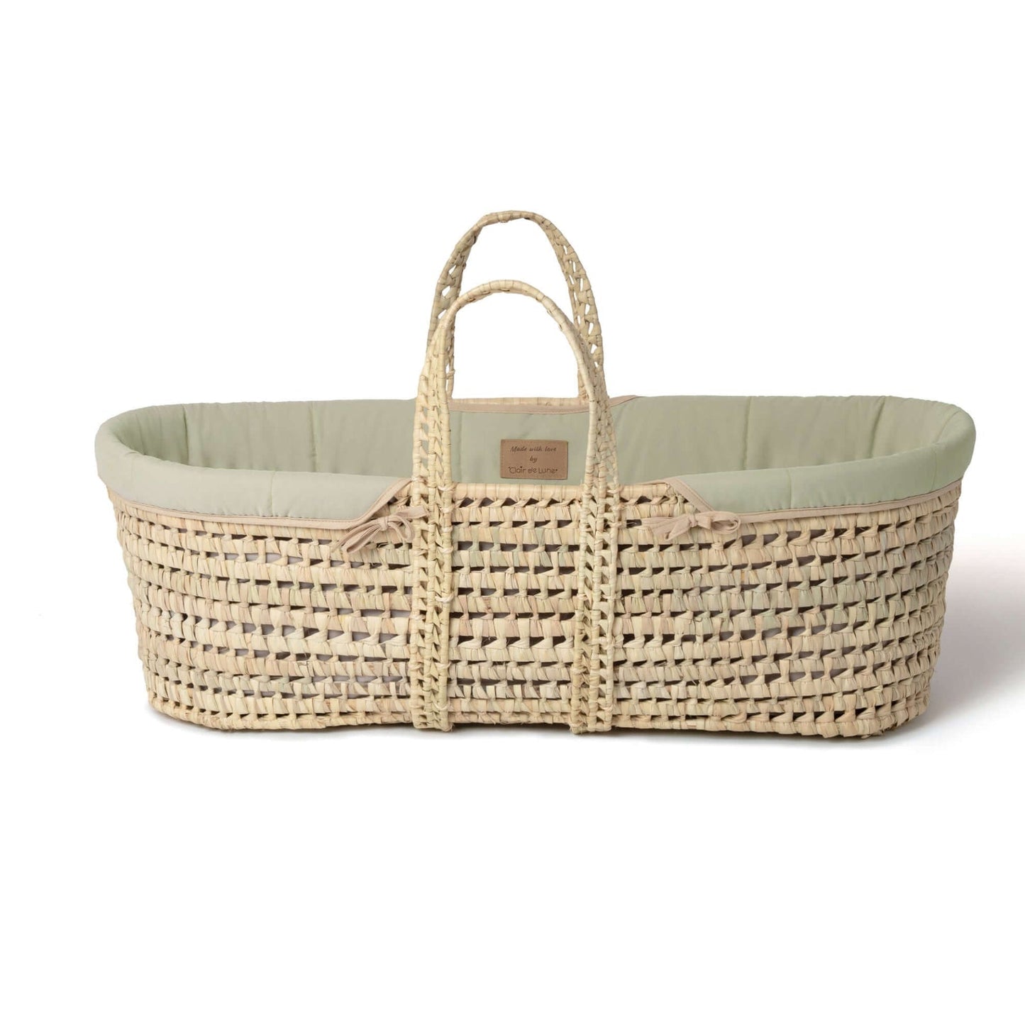 Clair De Lune Organic Palm Moses Basket - Handwoven Palm Leaf With Organic Cotton Lining For Breathable Sleep
