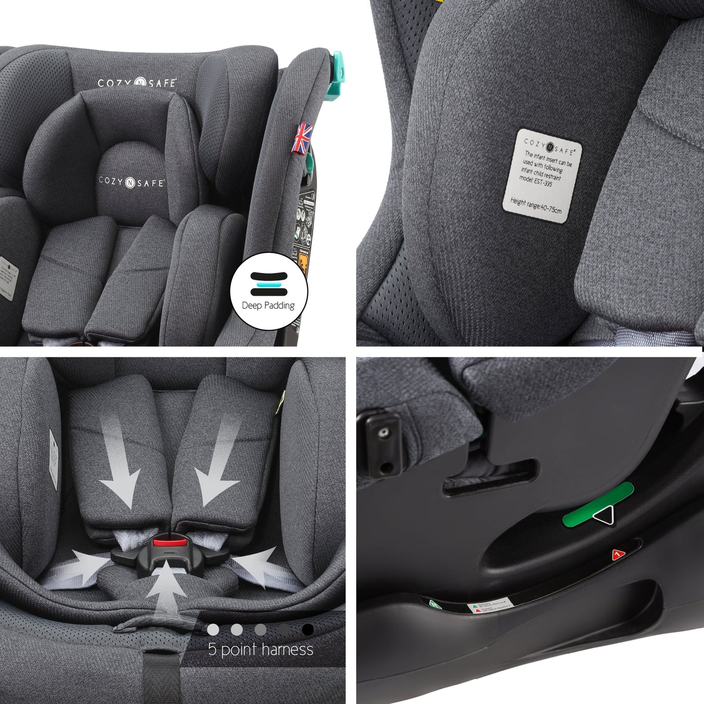 Fitzroy+ i-Size - All In One 40–150cm Child Car Seat From Birth To 12 Years, ECE R129 Certified