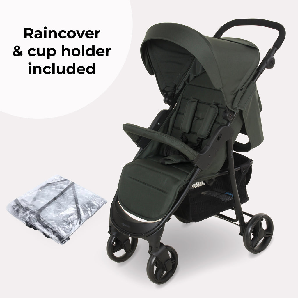 MB30 Plus Pushchair Forest Green - Lightweight Easy To Push With Large Shopping Basket