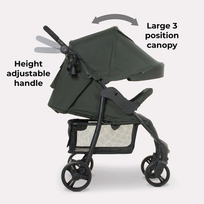 MB30 Plus Pushchair Forest Green - Lightweight Easy To Push With Large Shopping Basket