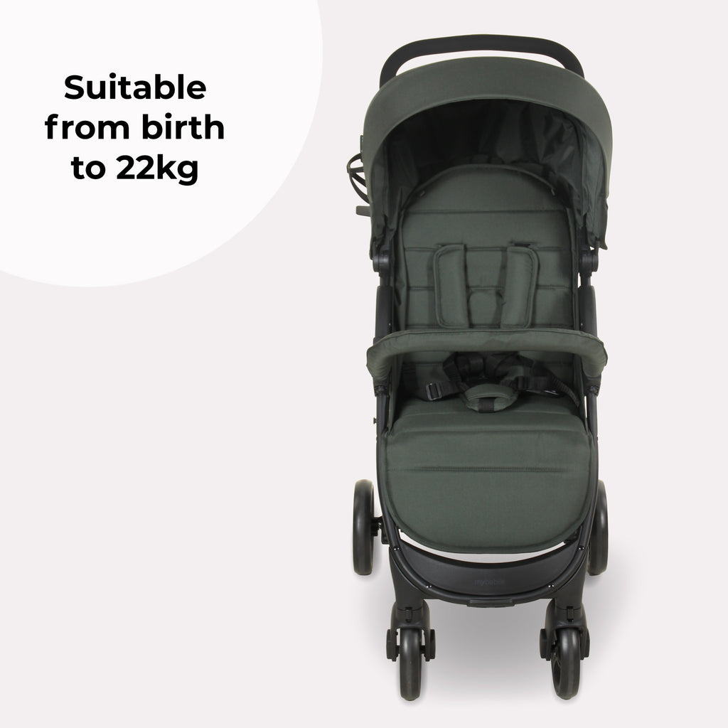 MB30 Plus Pushchair Forest Green - Lightweight Easy To Push With Large Shopping Basket