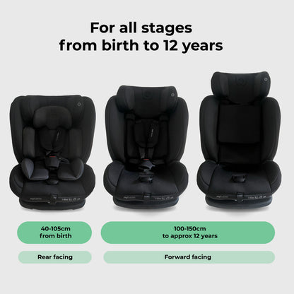 My Babiie MBCS100 2-In-1 Convertible R129 Car Seat Black - Grows With Your Child From Birth To 12 Years