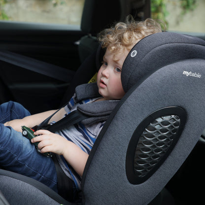 My Babiie MBCS200 Spin R129 Car Seat With Top Tether In Black - 360 Rotation For Easy Access From Birth To 12 Years