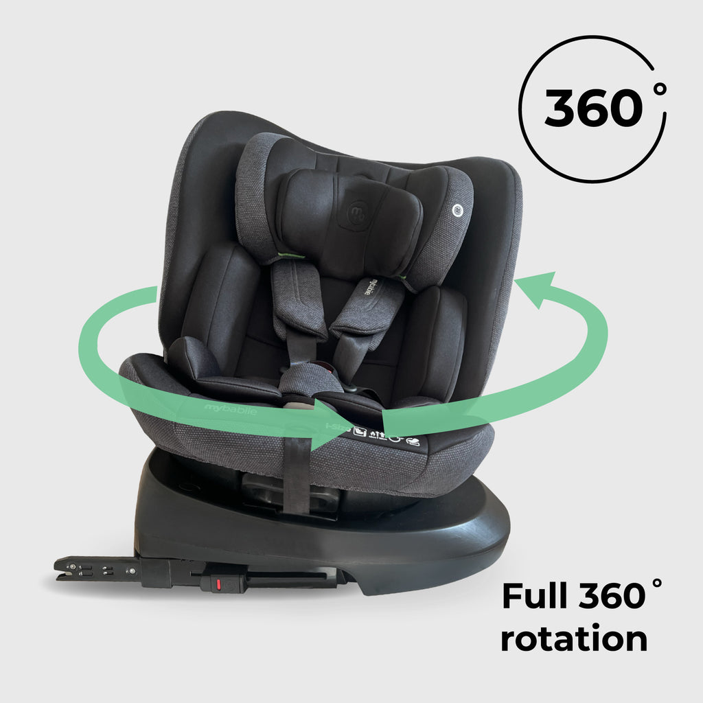My Babiie MBCS200 Spin R129 Car Seat With Top Tether For Safe 360 Degree Rotation From Birth To 12 Years