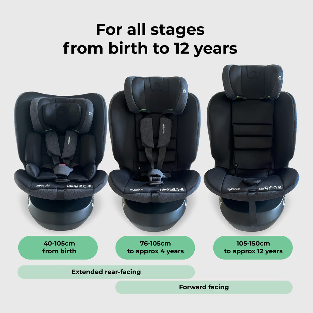My Babiie MBCS200 Spin R129 Car Seat With Top Tether For Safe 360 Degree Rotation From Birth To 12 Years