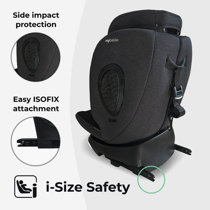 My Babiie MBCS200 Spin R129 Car Seat With Top Tether For Safe 360 Degree Rotation From Birth To 12 Years