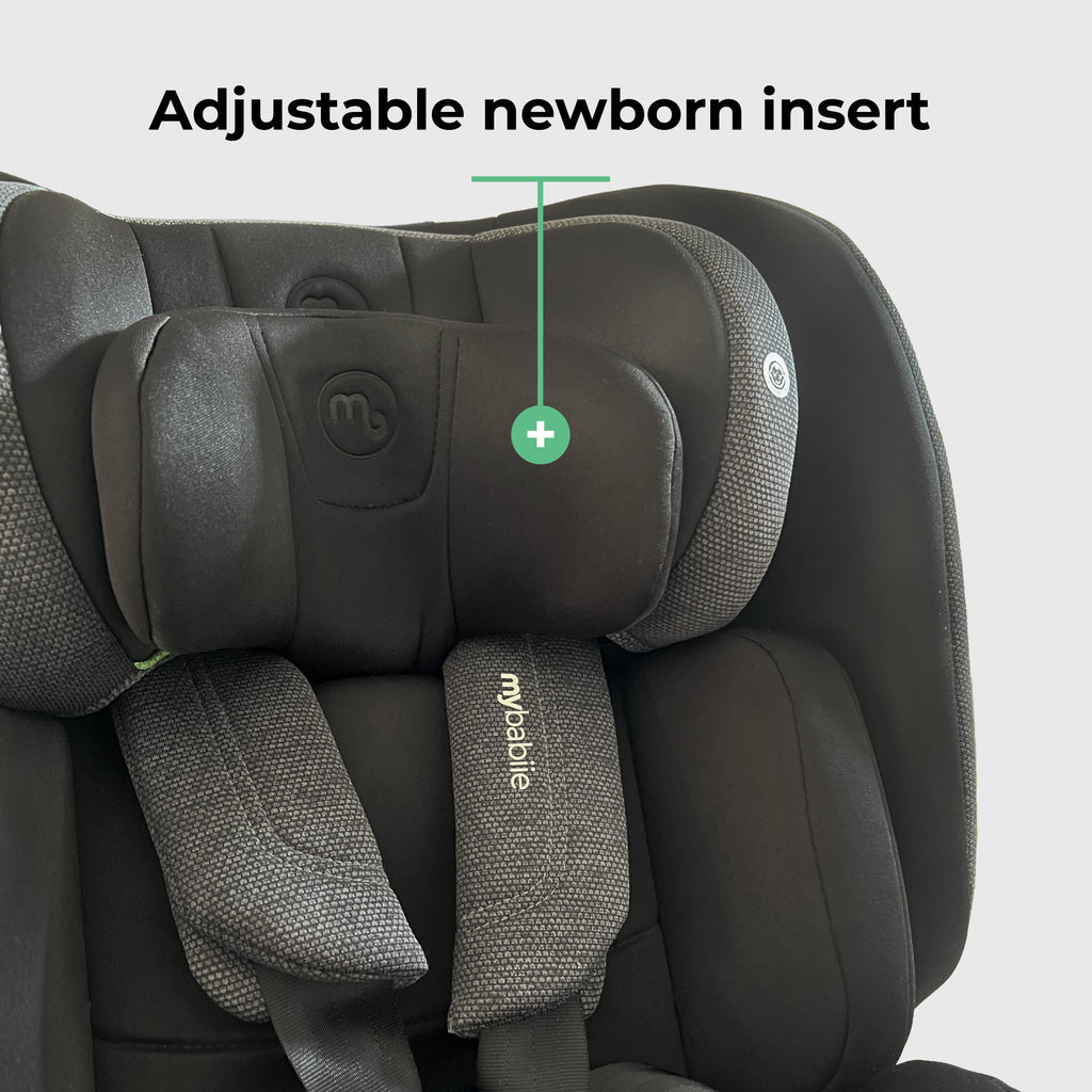 My Babiie MBCS200 Spin R129 Car Seat With Top Tether In Black - 360 Rotation For Easy Access From Birth To 12 Years