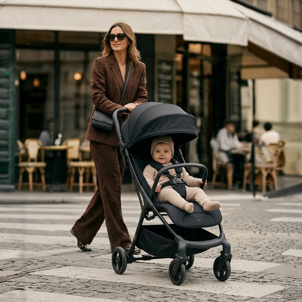 My Babiie MBX2 Compact Stroller - Ultra Lightweight One-Hand Fold With Lie-Flat Seat For All Day Comfort