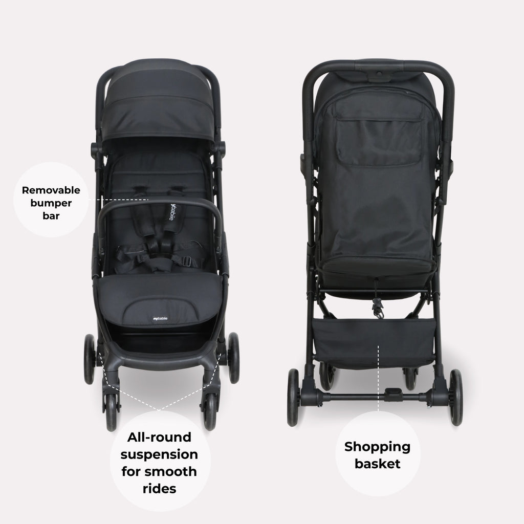 My Babiie MBX2 Compact Stroller - Ultra Lightweight One-Hand Fold With Lie-Flat Seat For All Day Comfort