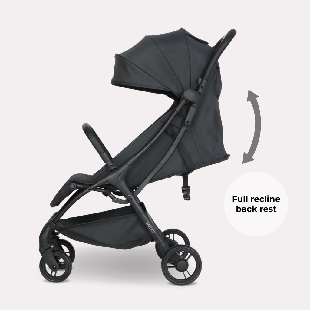 My Babiie MBX2 Compact Stroller - Ultra Lightweight One-Hand Fold With Lie-Flat Seat For All Day Comfort