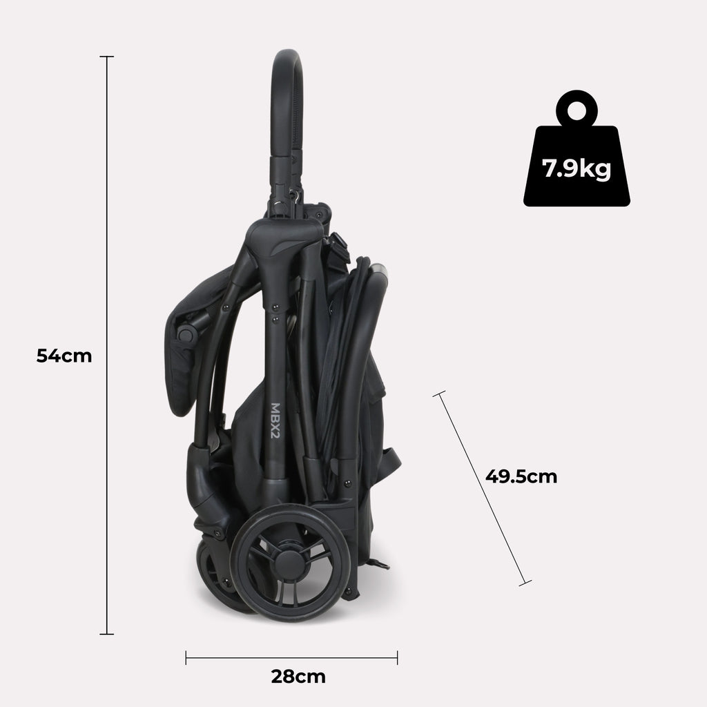 My Babiie MBX2 Compact Stroller - Ultra Lightweight One-Hand Fold With Lie-Flat Seat For All Day Comfort
