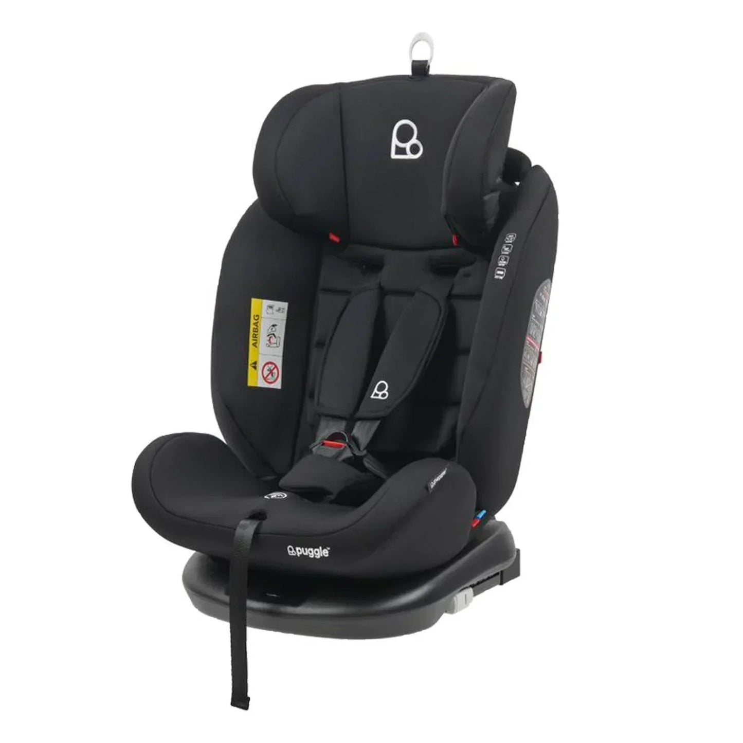 Puggle Lockton 360 Degree Rotation Luxe Group 0 1 2 3 Car Seat Storm Black - Easy ISOFIX Or Seat Belt Installation