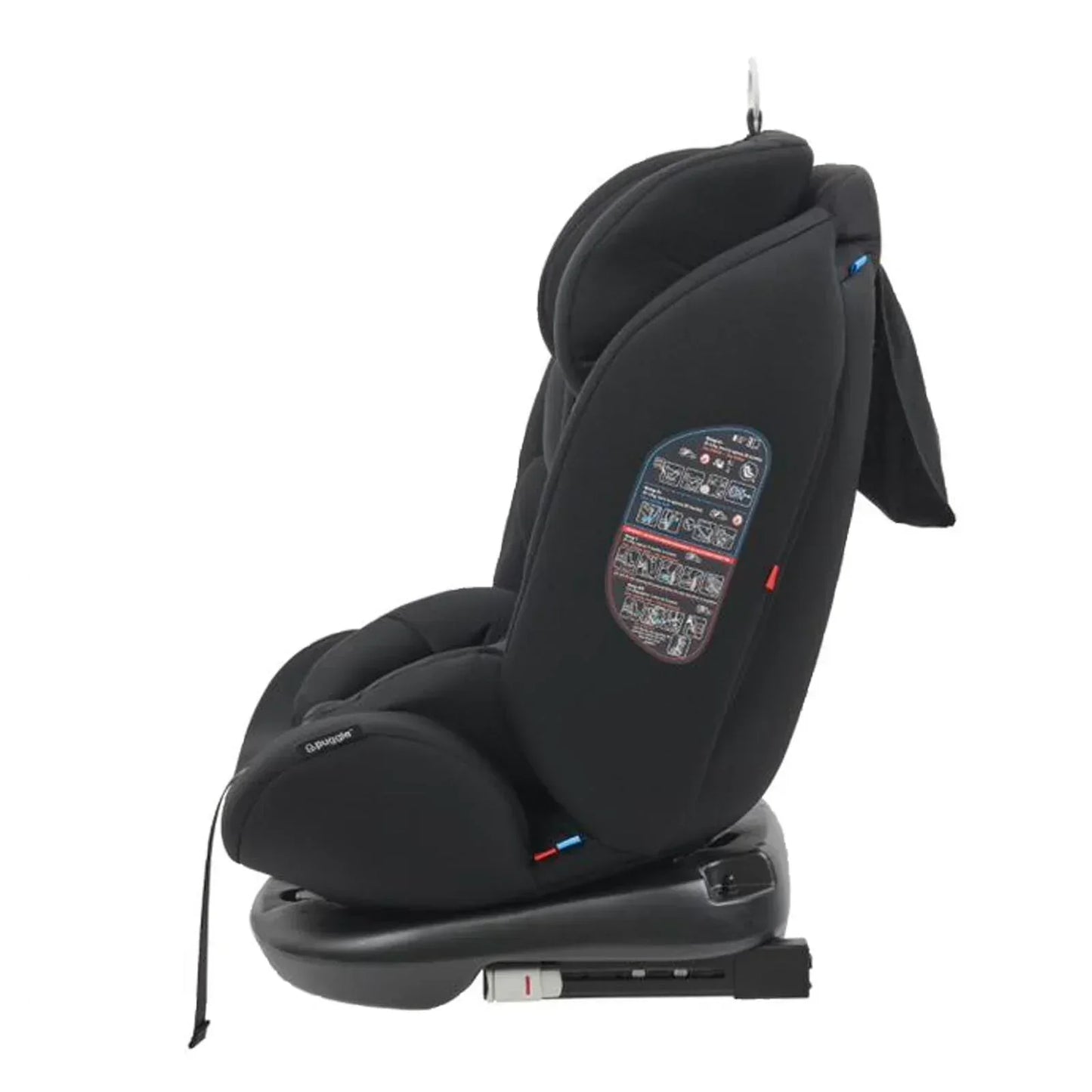 Puggle Lockton 360 Degree Rotation Luxe Group 0 1 2 3 Car Seat Storm Black - Easy ISOFIX Or Seat Belt Installation