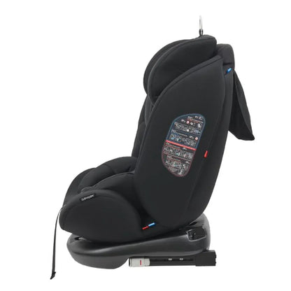 Puggle Lockton 360 Degree Rotation Luxe Group 0 1 2 3 Car Seat Storm Black - Easy ISOFIX Or Seat Belt Installation