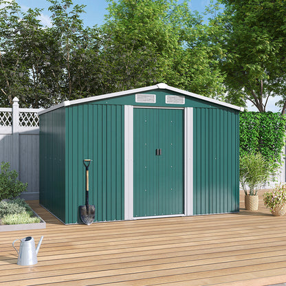 6x8ft Metal Garden Storage Shed With Gable Roof