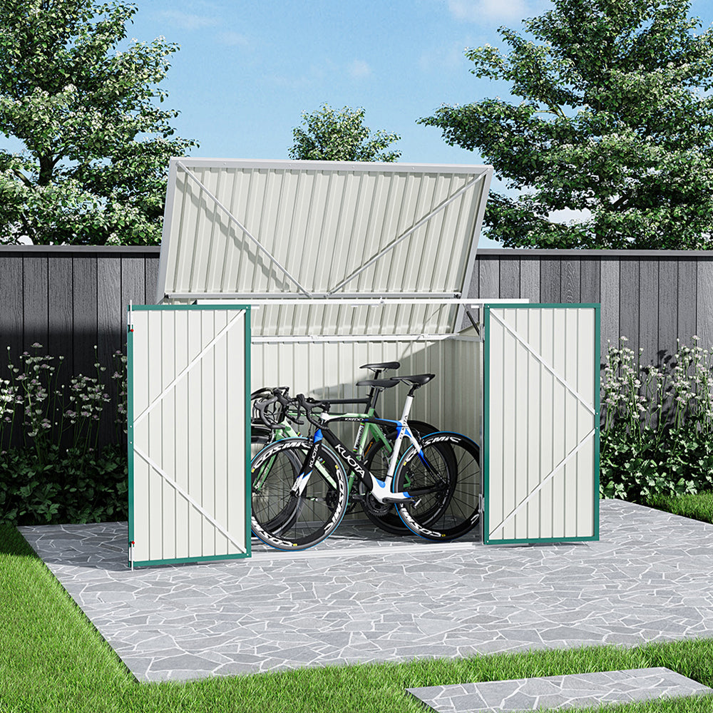 6x3ft Charcoal Black/Green/Grey Lockable Steel Garden Storage Shed