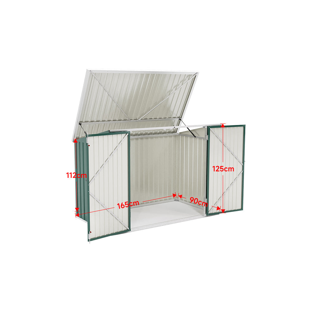 6x3ft Charcoal Black/Green/Grey Lockable Steel Garden Storage Shed